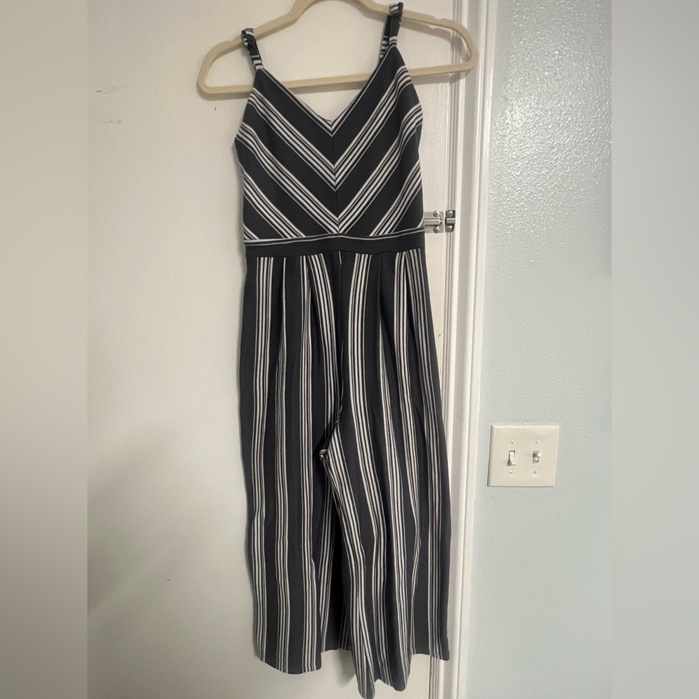 Xhilaration Black and White Striped Jumpsuit